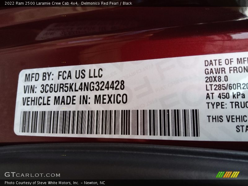 Delmonico Red Pearl / Black 2022 Ram 2500 Laramie Crew Cab 4x4