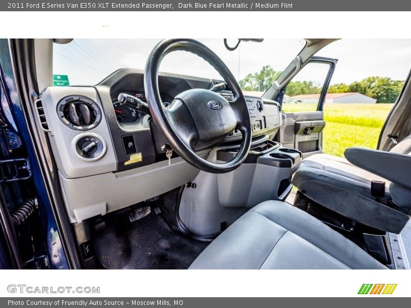 Dark Blue Pearl Metallic / Medium Flint 2011 Ford E Series Van E350 XLT Extended Passenger