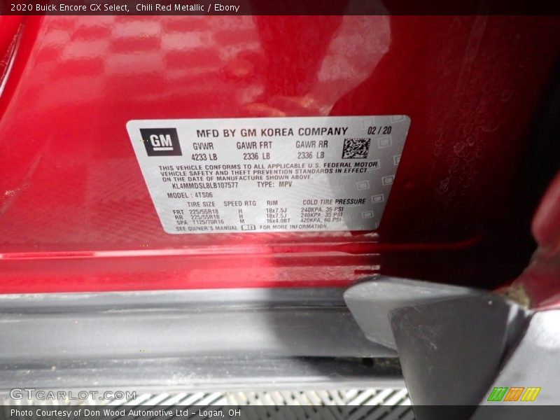 Chili Red Metallic / Ebony 2020 Buick Encore GX Select