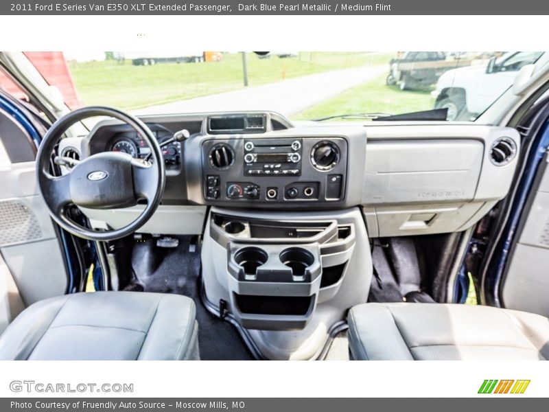 Dark Blue Pearl Metallic / Medium Flint 2011 Ford E Series Van E350 XLT Extended Passenger