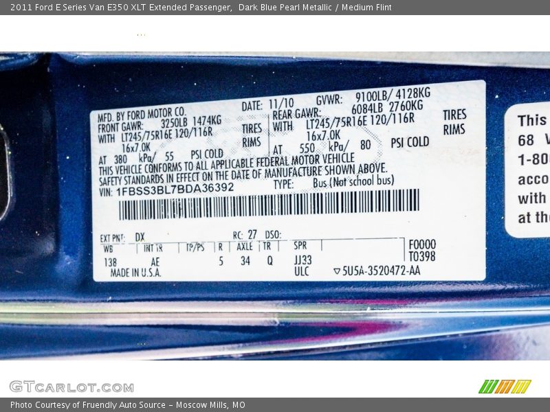 Dark Blue Pearl Metallic / Medium Flint 2011 Ford E Series Van E350 XLT Extended Passenger