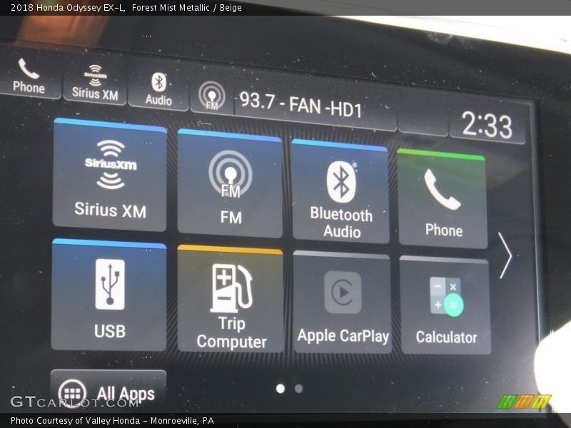 Forest Mist Metallic / Beige 2018 Honda Odyssey EX-L