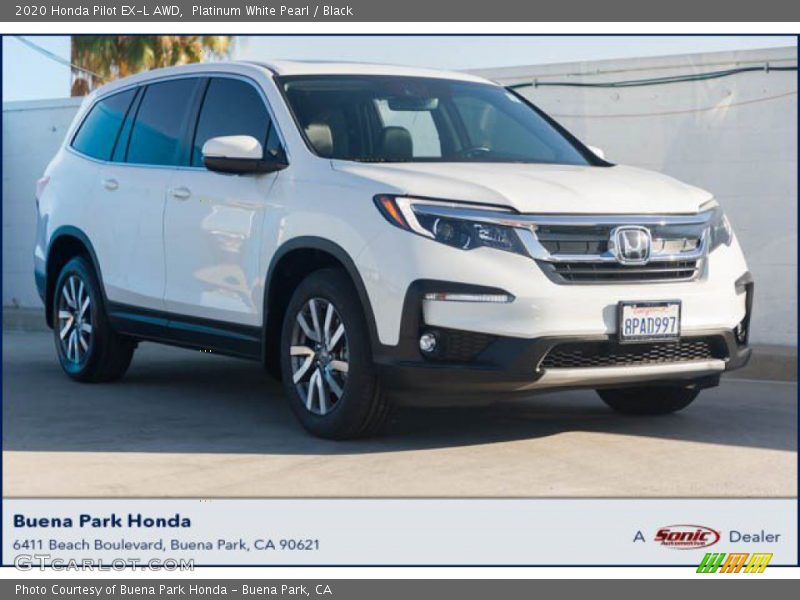 Platinum White Pearl / Black 2020 Honda Pilot EX-L AWD