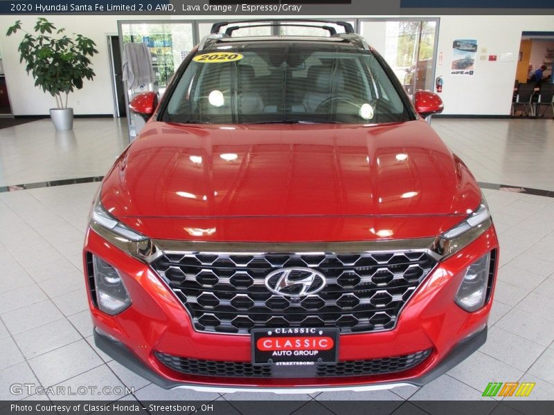 Lava Orange / Espresso/Gray 2020 Hyundai Santa Fe Limited 2.0 AWD