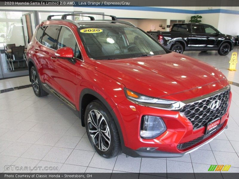 Lava Orange / Espresso/Gray 2020 Hyundai Santa Fe Limited 2.0 AWD