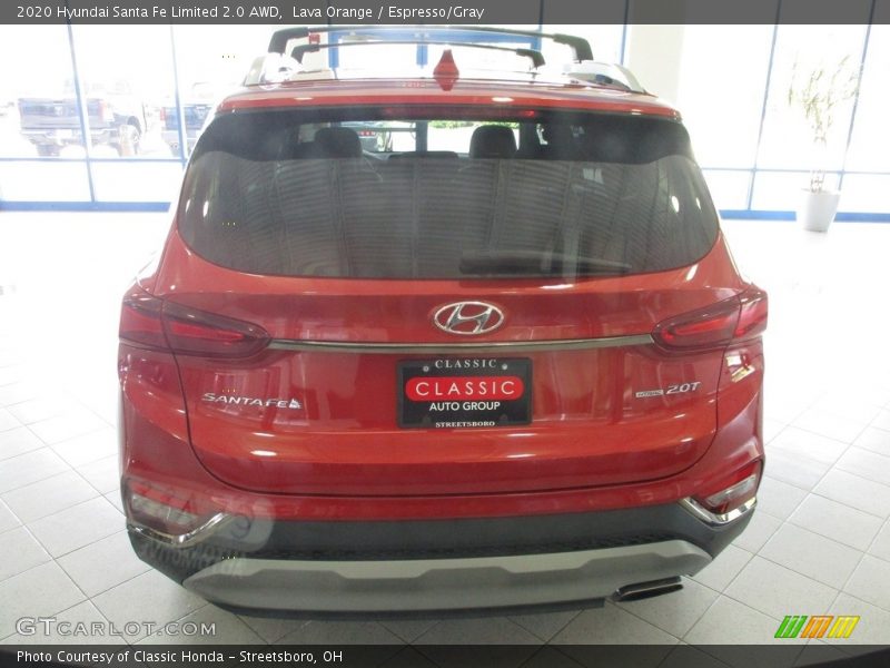 Lava Orange / Espresso/Gray 2020 Hyundai Santa Fe Limited 2.0 AWD