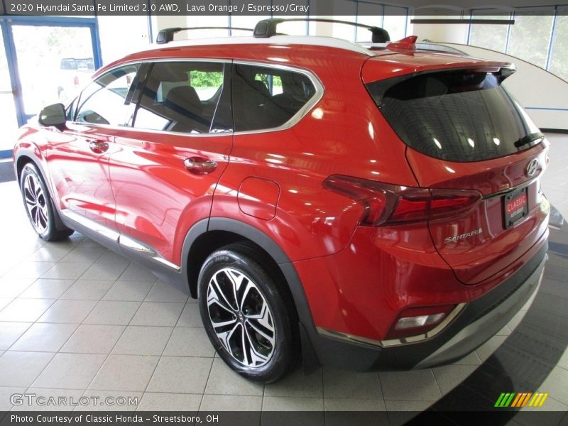 Lava Orange / Espresso/Gray 2020 Hyundai Santa Fe Limited 2.0 AWD