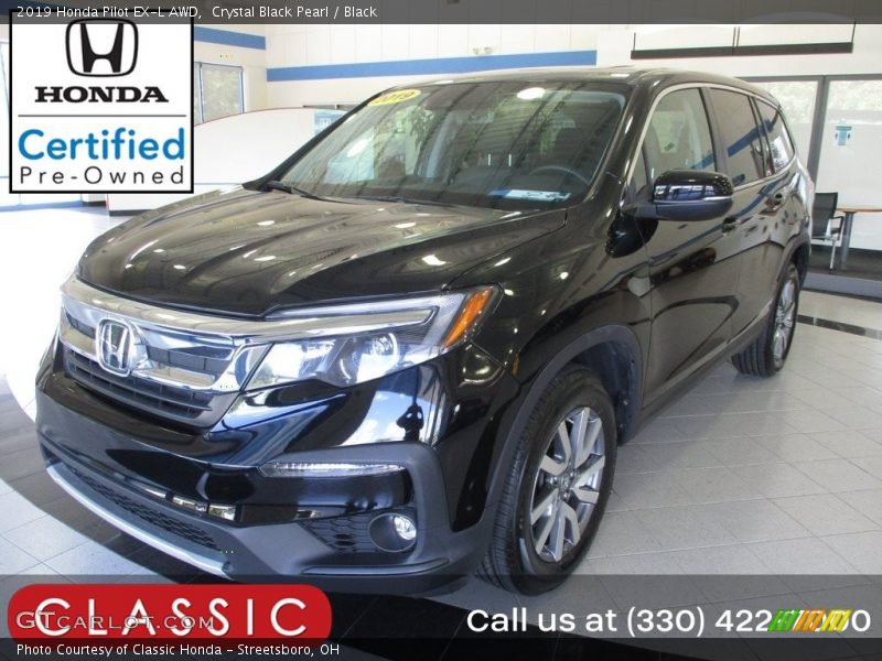 Crystal Black Pearl / Black 2019 Honda Pilot EX-L AWD