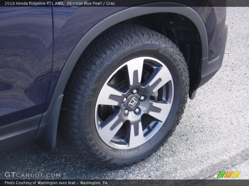 Obsidian Blue Pearl / Gray 2019 Honda Ridgeline RTL AWD