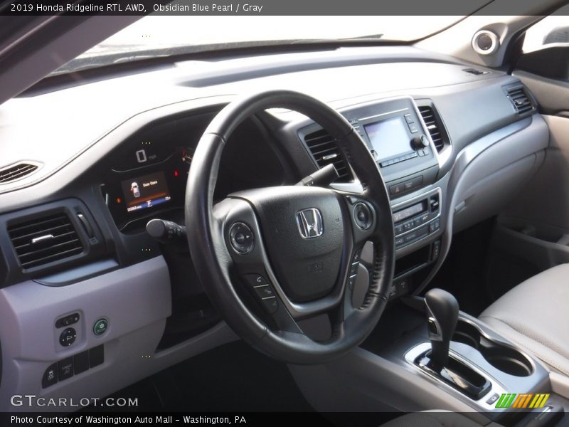 Obsidian Blue Pearl / Gray 2019 Honda Ridgeline RTL AWD