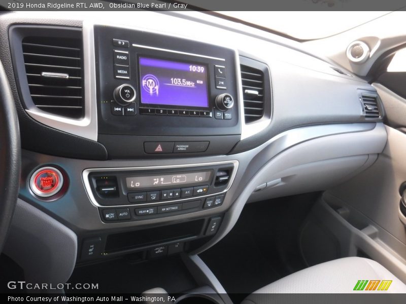 Obsidian Blue Pearl / Gray 2019 Honda Ridgeline RTL AWD