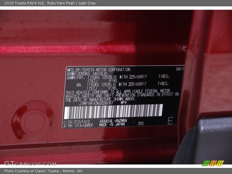 Ruby Flare Pearl / Light Gray 2019 Toyota RAV4 XLE