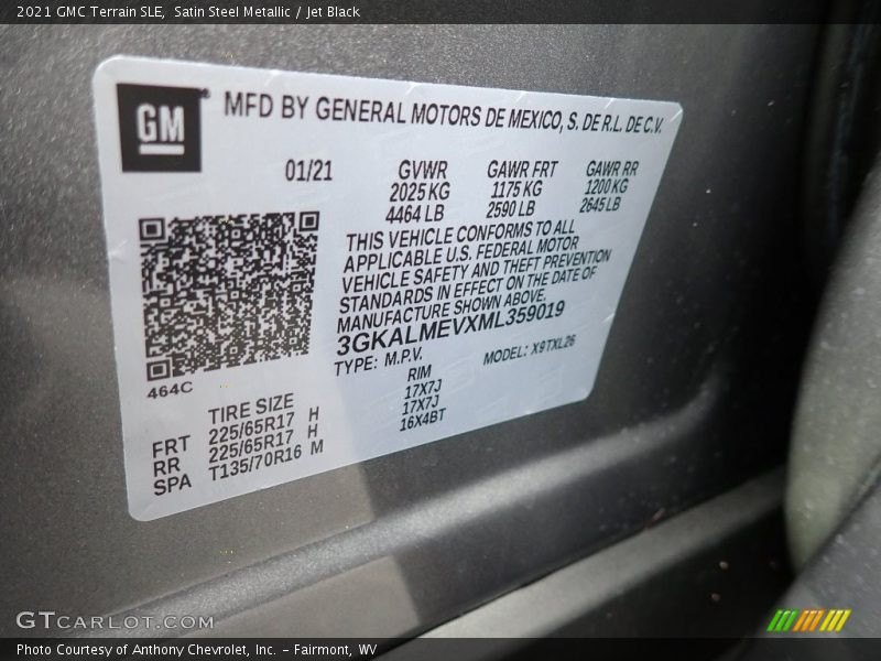 Satin Steel Metallic / Jet Black 2021 GMC Terrain SLE