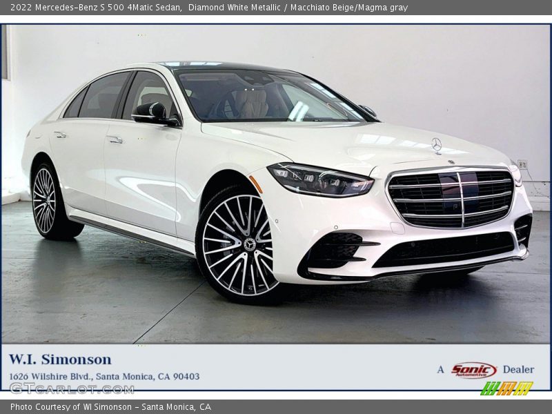 Diamond White Metallic / Macchiato Beige/Magma gray 2022 Mercedes-Benz S 500 4Matic Sedan