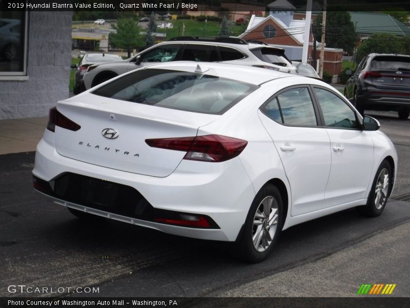 Quartz White Pearl / Beige 2019 Hyundai Elantra Value Edition