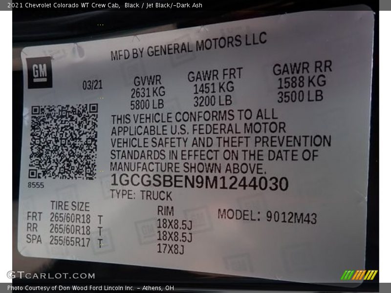 Black / Jet Black/­Dark Ash 2021 Chevrolet Colorado WT Crew Cab