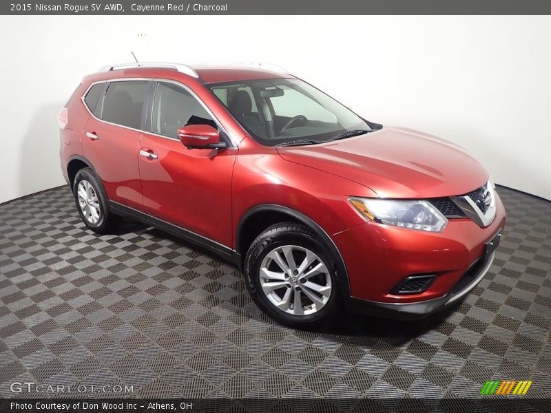 Cayenne Red / Charcoal 2015 Nissan Rogue SV AWD