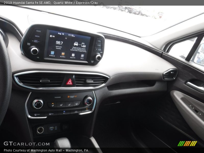 Quartz White / Espresso/Gray 2019 Hyundai Santa Fe SE AWD