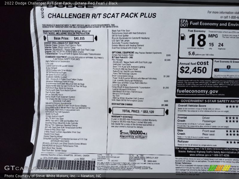 Octane Red Pearl / Black 2022 Dodge Challenger R/T Scat Pack