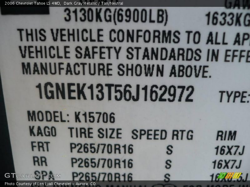 Dark Gray Metallic / Tan/Neutral 2006 Chevrolet Tahoe LS 4WD