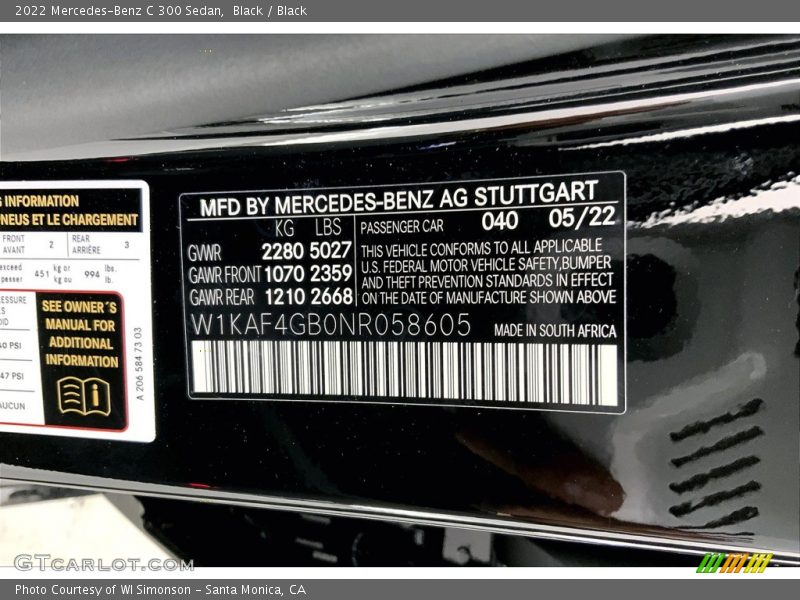 Black / Black 2022 Mercedes-Benz C 300 Sedan