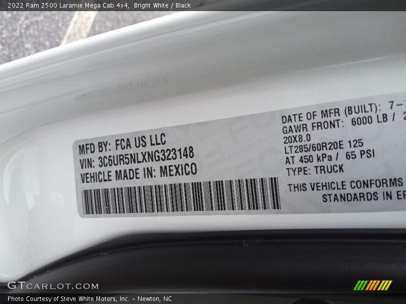 Bright White / Black 2022 Ram 2500 Laramie Mega Cab 4x4