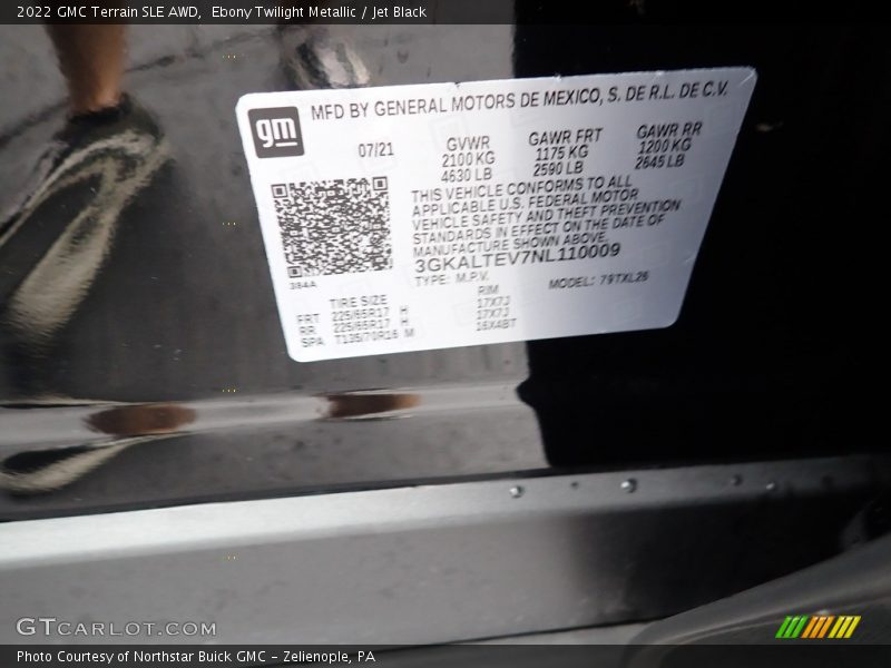 Ebony Twilight Metallic / Jet Black 2022 GMC Terrain SLE AWD