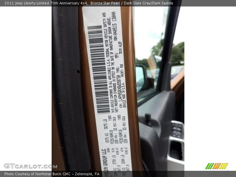 Bronze Star Pearl / Dark Slate Gray/Dark Saddle 2011 Jeep Liberty Limited 70th Anniversary 4x4