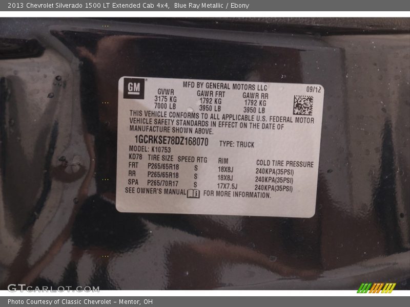 Blue Ray Metallic / Ebony 2013 Chevrolet Silverado 1500 LT Extended Cab 4x4