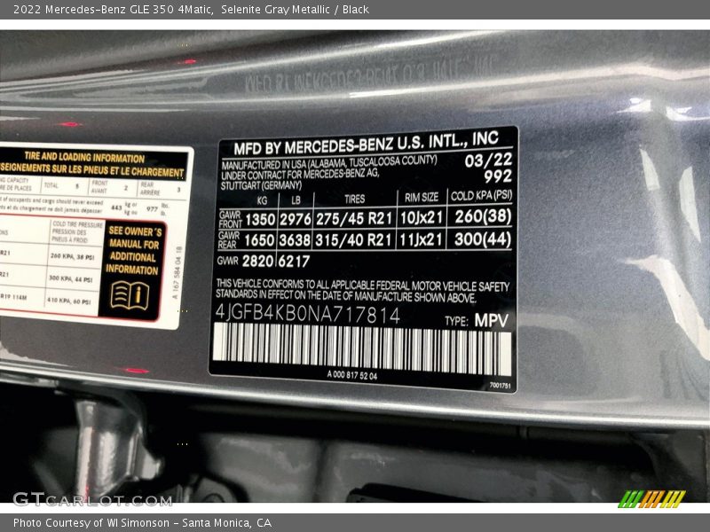 Selenite Gray Metallic / Black 2022 Mercedes-Benz GLE 350 4Matic