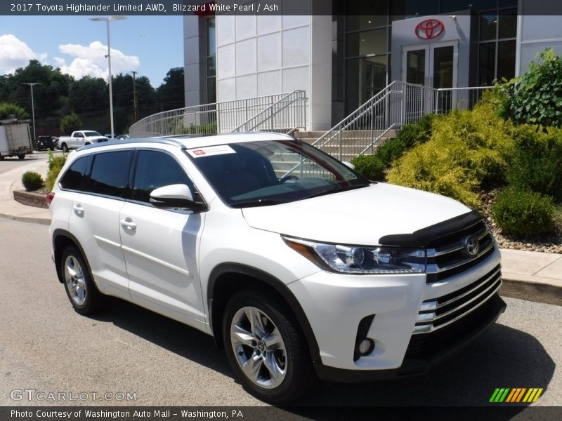 Blizzard White Pearl / Ash 2017 Toyota Highlander Limited AWD
