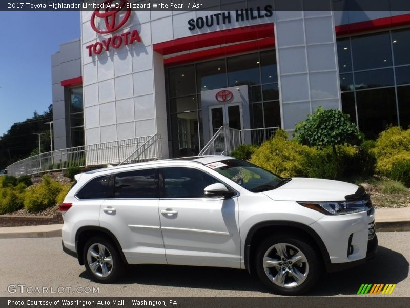 Blizzard White Pearl / Ash 2017 Toyota Highlander Limited AWD