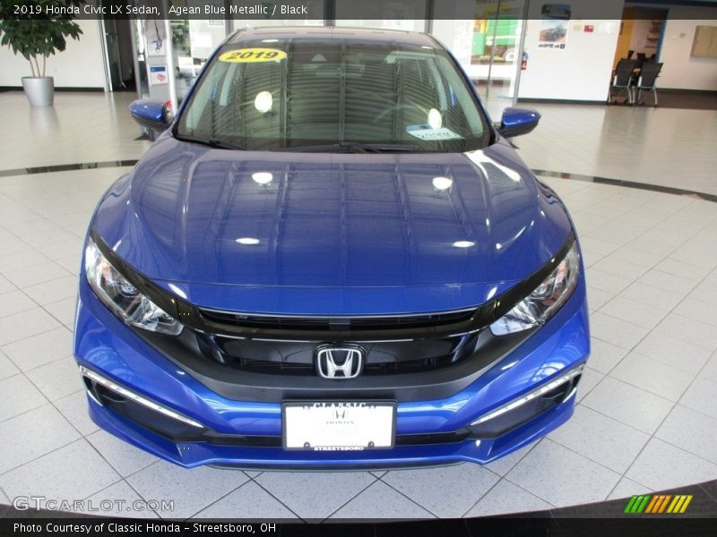 Agean Blue Metallic / Black 2019 Honda Civic LX Sedan