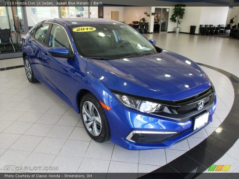 Agean Blue Metallic / Black 2019 Honda Civic LX Sedan