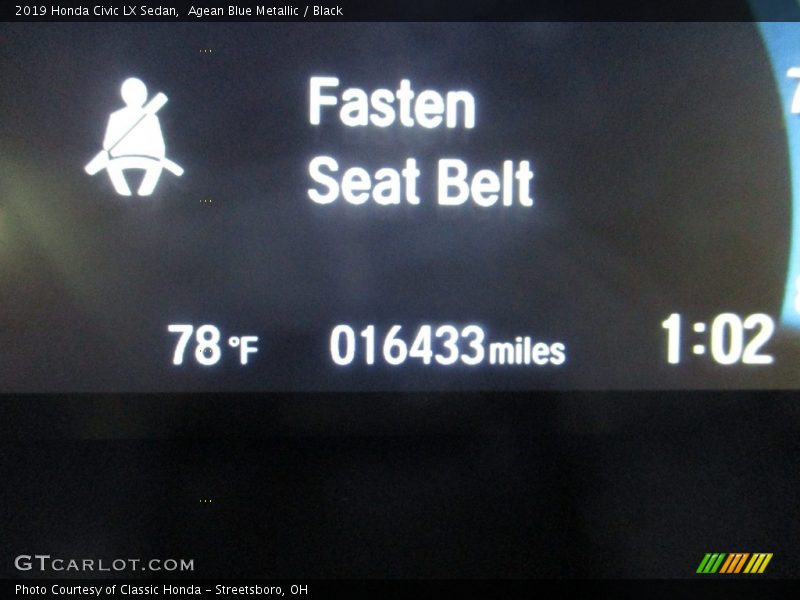 Agean Blue Metallic / Black 2019 Honda Civic LX Sedan