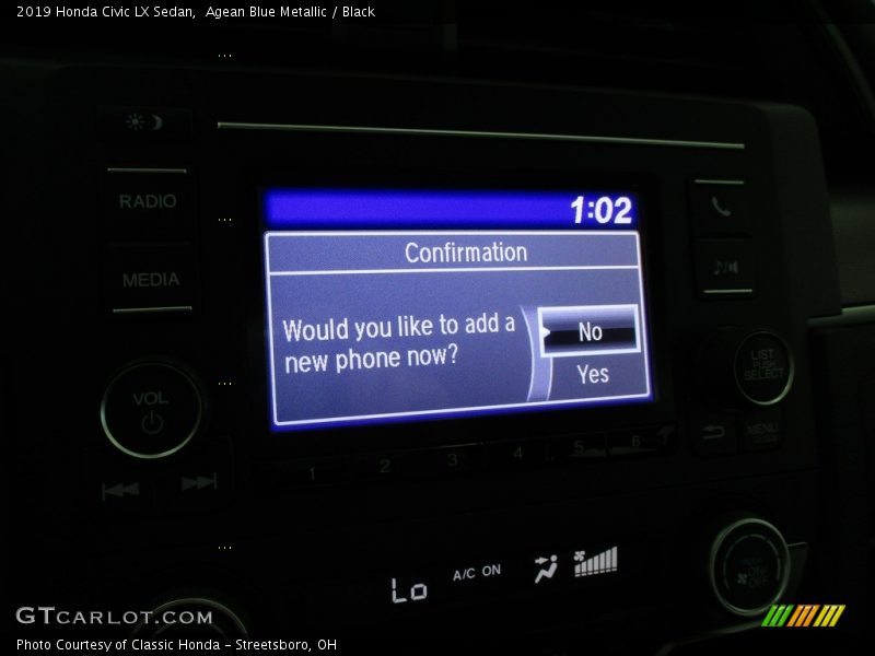 Agean Blue Metallic / Black 2019 Honda Civic LX Sedan