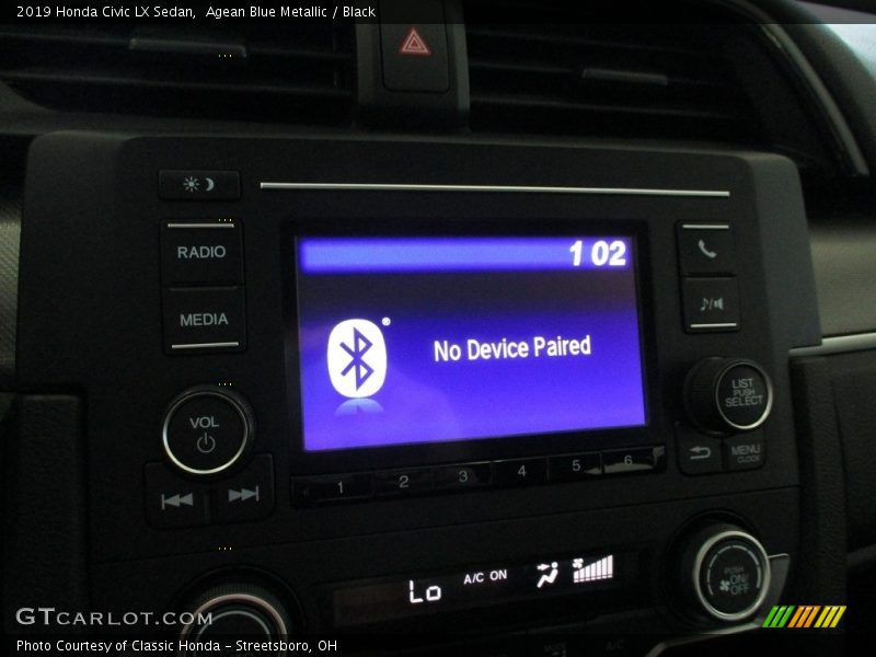 Agean Blue Metallic / Black 2019 Honda Civic LX Sedan