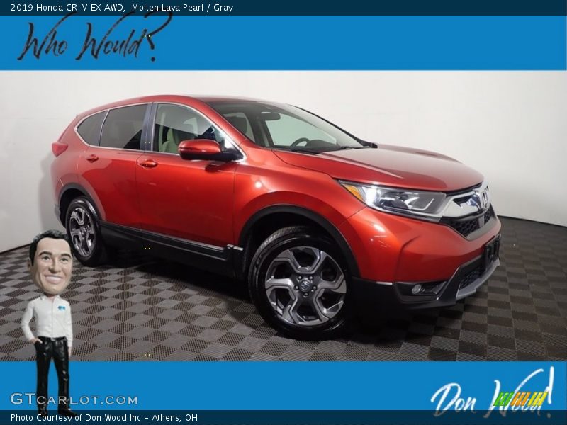Molten Lava Pearl / Gray 2019 Honda CR-V EX AWD