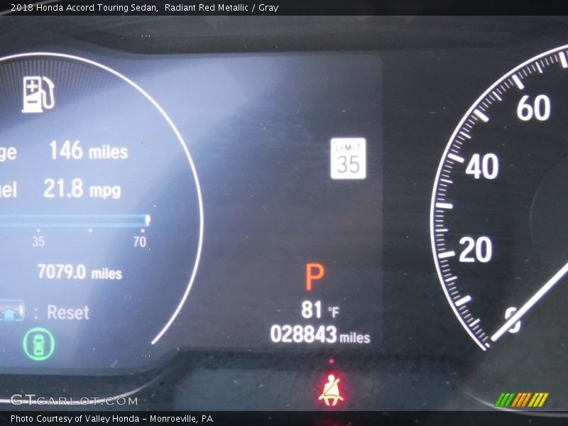 Radiant Red Metallic / Gray 2018 Honda Accord Touring Sedan