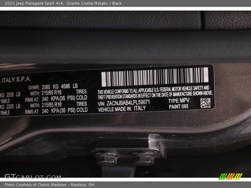 Granite Crystal Metallic / Black 2020 Jeep Renegade Sport 4x4