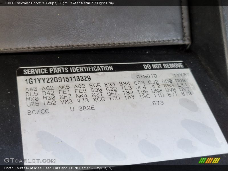 Light Pewter Metallic / Light Gray 2001 Chevrolet Corvette Coupe