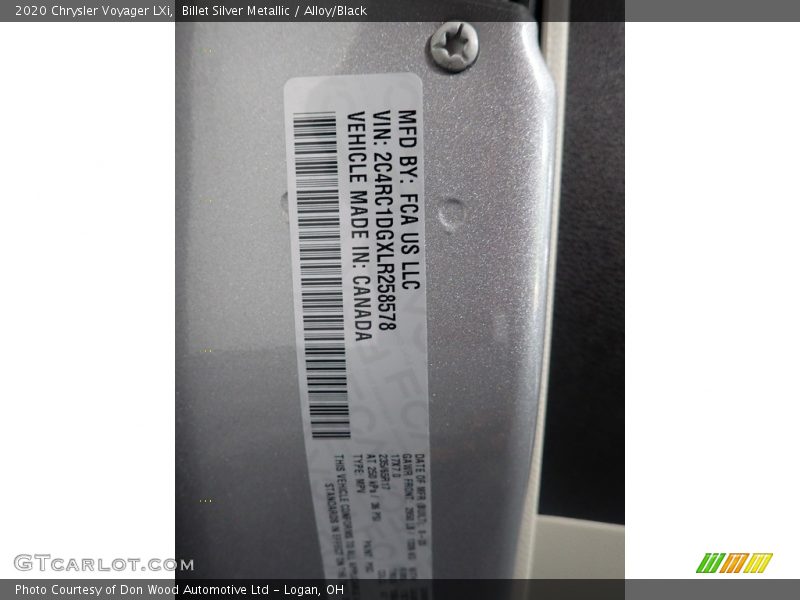 Billet Silver Metallic / Alloy/Black 2020 Chrysler Voyager LXi