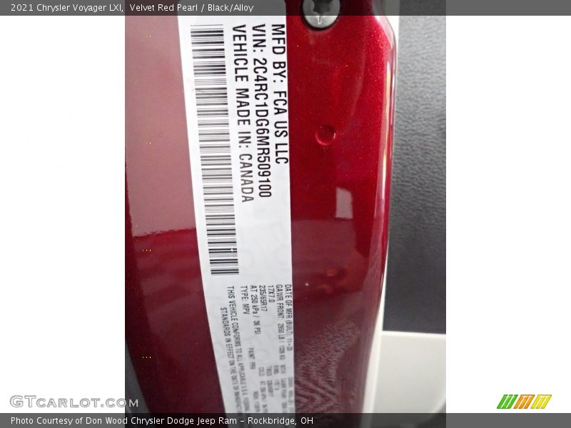 Velvet Red Pearl / Black/Alloy 2021 Chrysler Voyager LXI