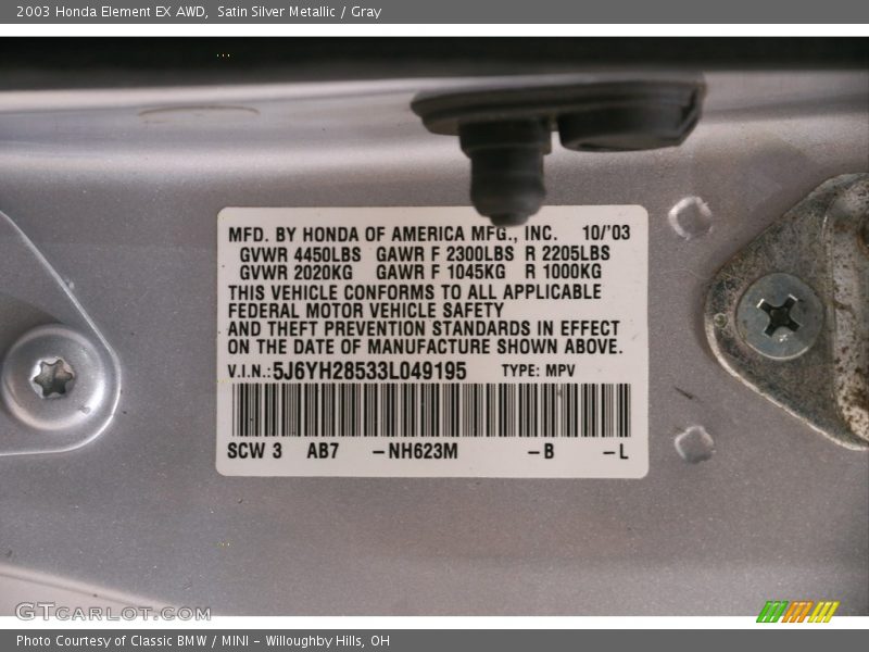 Satin Silver Metallic / Gray 2003 Honda Element EX AWD