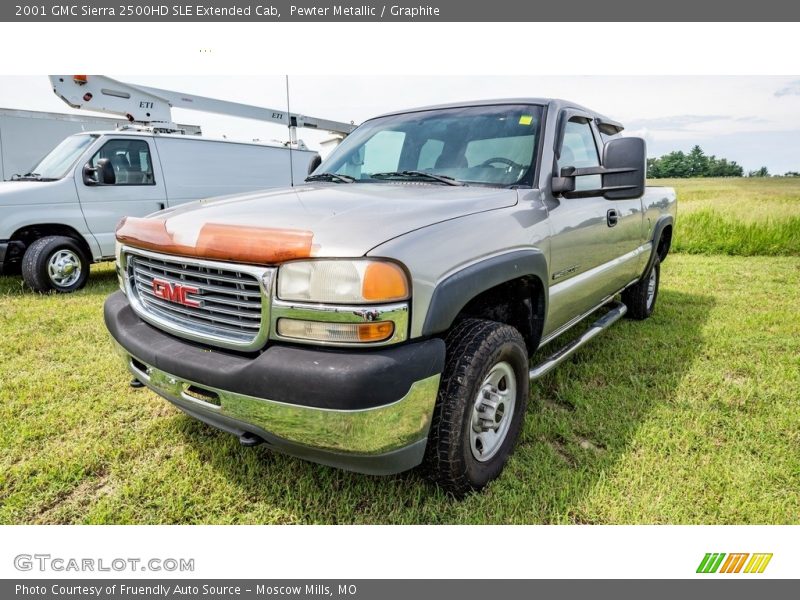 Pewter Metallic / Graphite 2001 GMC Sierra 2500HD SLE Extended Cab