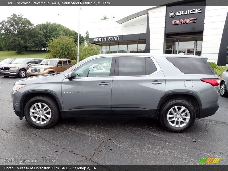 Satin Steel Metallic / Jet Black 2020 Chevrolet Traverse LS AWD