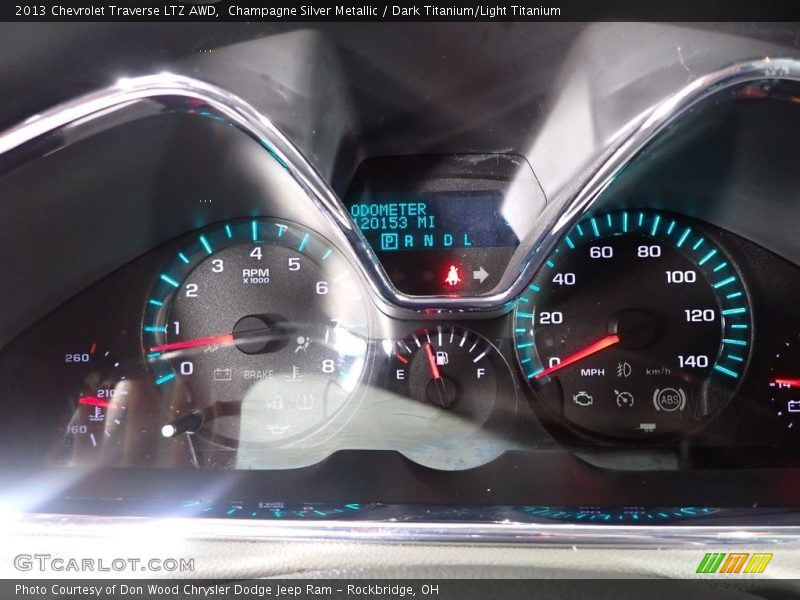 Champagne Silver Metallic / Dark Titanium/Light Titanium 2013 Chevrolet Traverse LTZ AWD