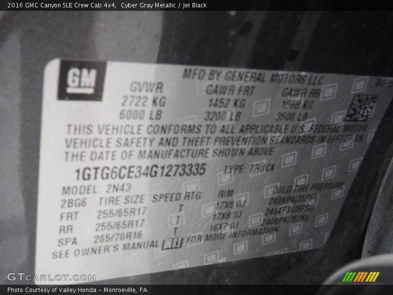Cyber Gray Metallic / Jet Black 2016 GMC Canyon SLE Crew Cab 4x4