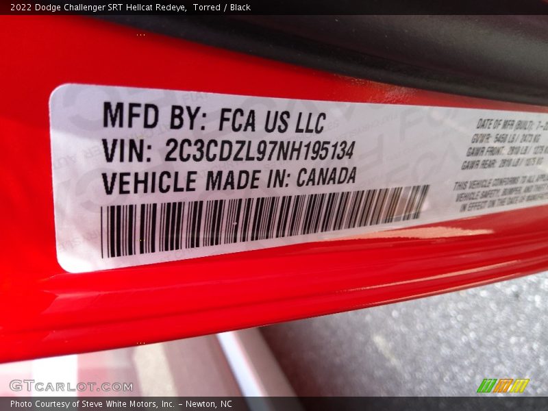 Torred / Black 2022 Dodge Challenger SRT Hellcat Redeye