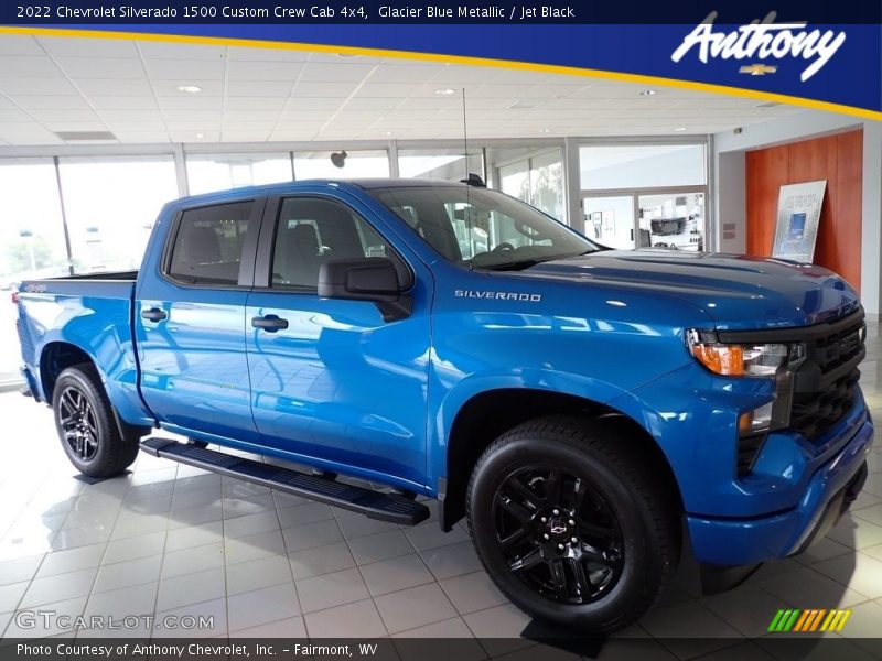 Glacier Blue Metallic / Jet Black 2022 Chevrolet Silverado 1500 Custom Crew Cab 4x4